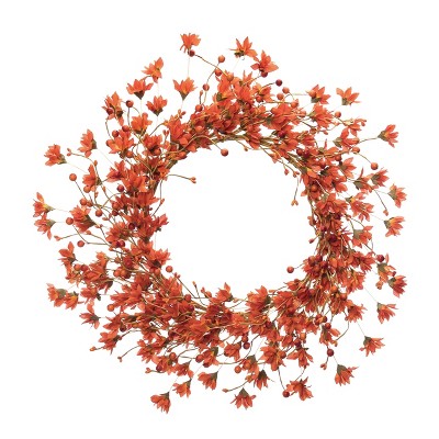 Transpac Fabric 24 in. Multicolor Harvest Sunny Day Wreath