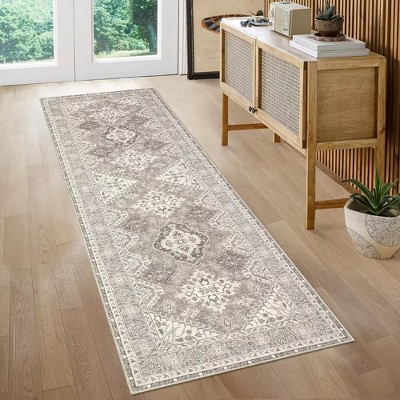 Vintage Distressed Rug Washable Area Rugs for Living Room Non-Slip Low Pile Carpet
