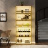 78.74"H LED Bar Cabinet, Buffet Sideboard with 6 Levels and Wine Bottle Racks, Black/Gold, 4A -ModernLuxe - 2 of 4