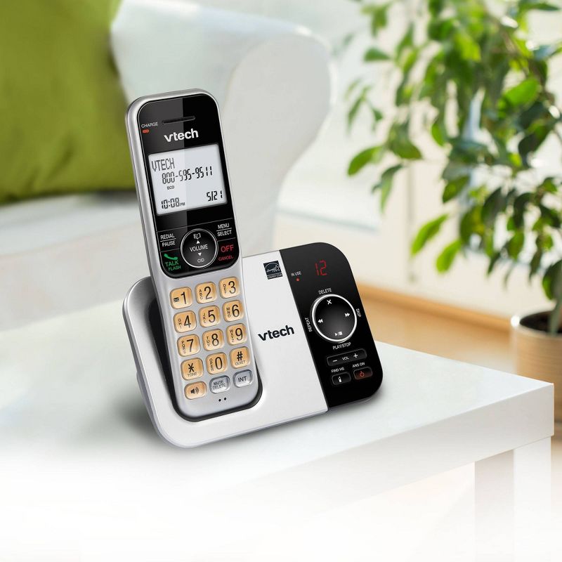 VTech DECT 6.0 Expandable Cordless Phone with Answering Machine - 3 Handsets (CS5329-3), 5 of 6