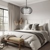 DORESshop 3-Light Matte Black Drum Pendant Light Chandelier with Decorative Crystal Shade E12 Base for Dining Room or Living Room - 2 of 4