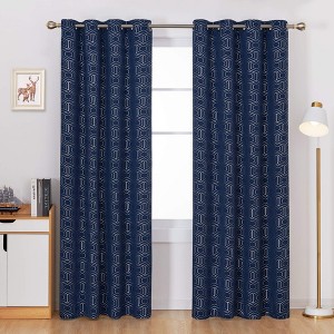 Deconovo Foil Geometric Blackout Curtains, 2 Panels, Grommet Top - 1 of 4