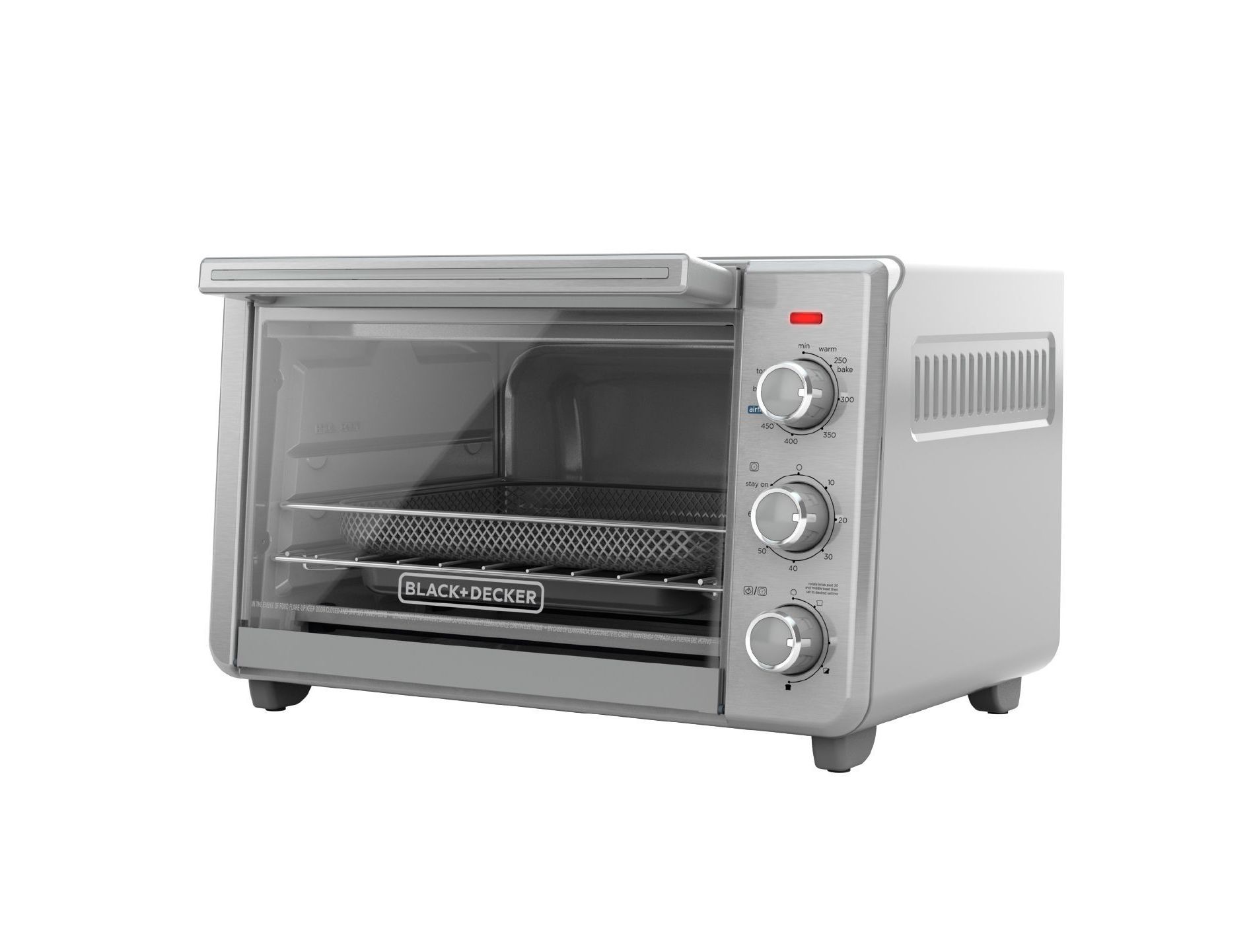 BLACK+DECKER Crisp 'N Bake Air Fry Counter Convection Toast Oven, 6-Slice, 5-in-1, 12' Pizza, Bake, Broil, Air Fry, Toast, Keep Warm, Stainless Steel