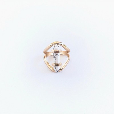Sanctuary Project Semi Precious White Howlite Crystal Ring Gold