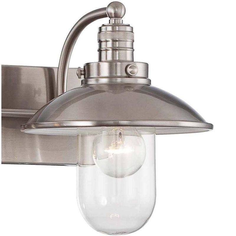 Minka Lavery Industrial Wall Light Sconce Brushed Nickel Hardwired 18 1/2" 2-Light Fixture Clear Glass Shade for Bedroom Bathroom, 3 of 4