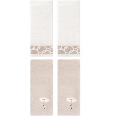 REGALWOVEN 4 Pcs Bathroom Soft Cotton Absorbent Hands Towels