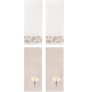 REGALWOVEN 4 Pcs Bathroom Soft Cotton Absorbent Hands Towels - 1 of 4