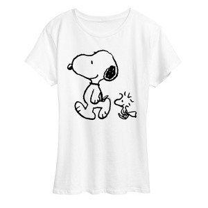 Women's - Peanuts - Snoopy Woodstock Walk Short Sleeve Graphic T-Shirt - 1 of 4