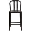 Merrick Lane Galvanized Steel Indoor/Outdoor Counter Bar Stool With Slatted Back And Powder Coated Finish - 4 of 4