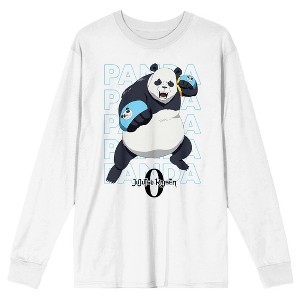 Jujutsu Kaisen 0 Film Panda Fighting Pose Adult White Crew Neck Long Sleeve Tee - 1 of 3