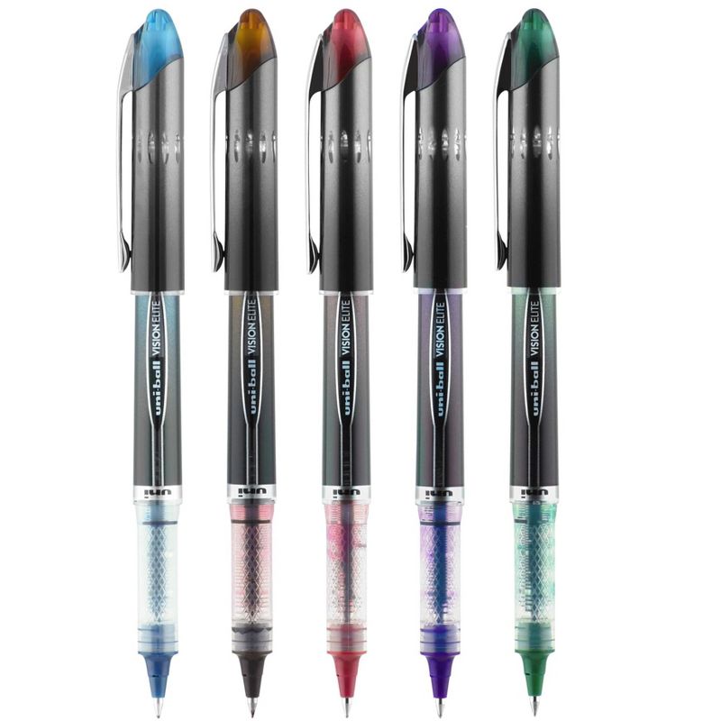 uni Vision Elite Roller Ball Stick Pen, 0.5 mm Micro Tip, Assorted Colors, Pack of 5, 4 of 7
