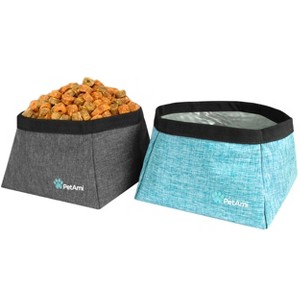 PetAmi Travel Dog Food Bag, Pet Cat Collapsible Bowls Set, Portable Foldable Waterproof Lining - 1 of 4