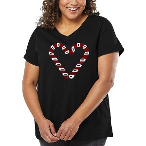 LA Pop Art Candy Canes - Women's Word Art V-Neck - 1 of 4