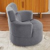 360° Swivel Accent Chair, Modern Round Barrel Chair with Adjustable Headrest,Gray Berber Fleece Upholstered Chair for Living Room or Office-Koiai - 3 of 4