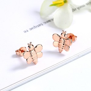 Sterling Silver and Rose Gold Bee Stud Earrings - 1 of 4