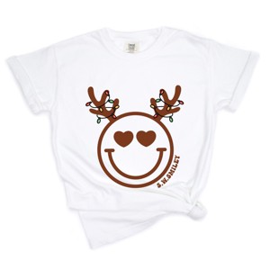S.W.Smiley Reindeer Lights - Womens Garment Dyed Tee - 1 of 3