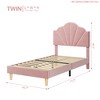 Velvet Upholstered Platform Bed Frame for Kids, Twin Size/Twin XL/ with Adjustable Headboard, Wood Slat Support - 2 of 4
