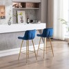 26" Velvet Fabric Counter Height Bar Stools Set of 2 with Chrome Footrest and Metal Legs for Kitchen, Dining, or Bar - 3 of 4