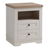 Chic Crate - Farmhouse Style Antique White Side Table with 2 Drawers Storage Cabinet, Rustic Wood Nightstand for Bedroom and Living Room - 2 of 4