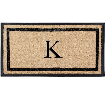 A1HC Natural Coir & Rubber Doormat for Outdoor Indoor Entrance, Long Lasting Easy to Clean Front Door Mat 24x48, Monogrammed