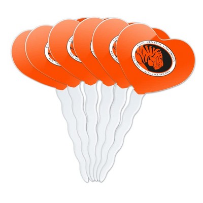 East Central University Primary Logo Heart Love Cupcake Picks Toppers Decoration Set of 6