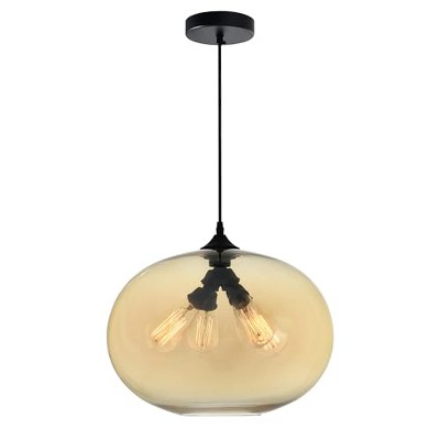 CWI Lighting Glass 4 Light Down Pendant With Amber Finish