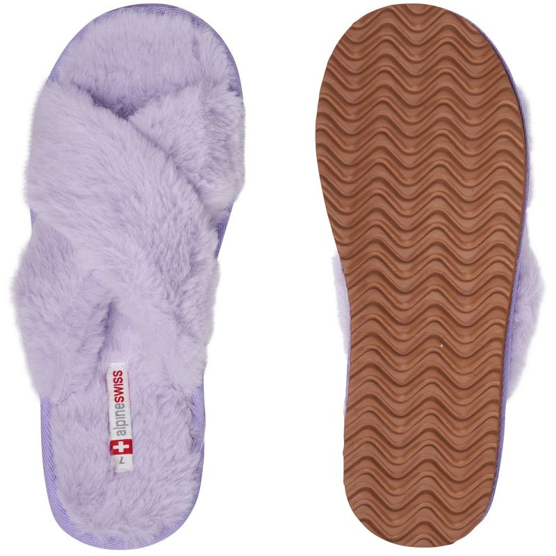 Alpine Swiss Fiona Womens Fuzzy Fluffy Faux Fur Slippers Memory Foam Indoor House Shoes, 4 of 7