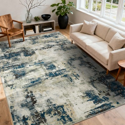 Area Rug Living Room Rug: Washable Modern Abstract Soft Thin Rug Indoor Floor No Slip Stain Resistant Carpet