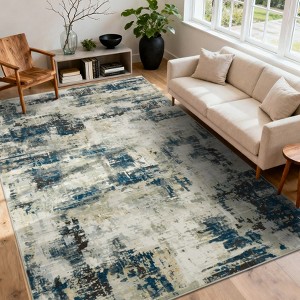 Area Rug Living Room Rug: Washable Modern Abstract Soft Thin Rug Indoor Floor No Slip Stain Resistant Carpet - 1 of 4
