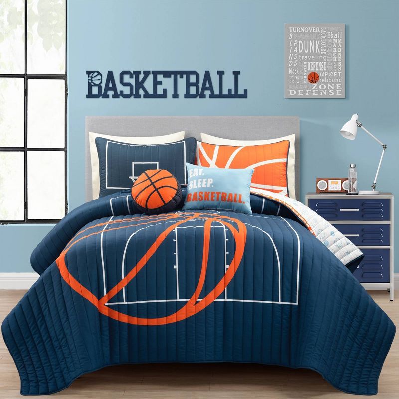 Kids' Basketball Game Reversible Oversized Quilt - Lush Décor, 1 of 9