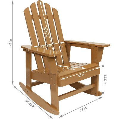 Light Brown Fir Wood Adirondack Rocking Chair with Cedar Finish
