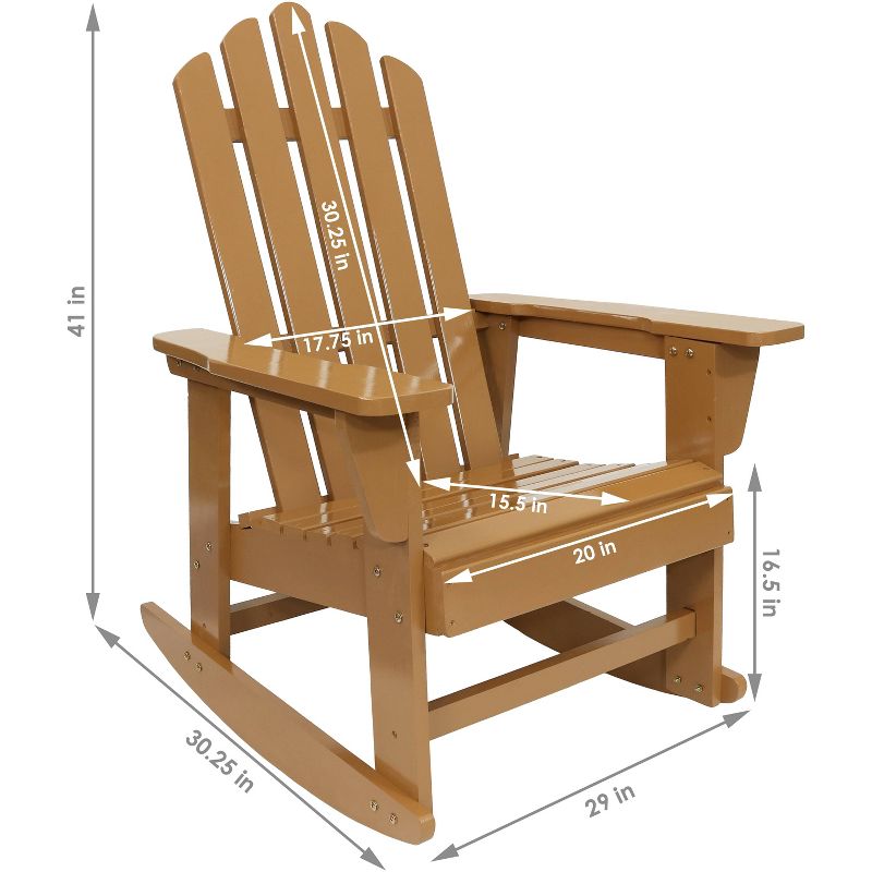 Sunnydaze Outdoor Natural Fir Wood with Cedar Finish Lounge Patio Adirondack Rocking Chair - Light Brown, 3 of 10