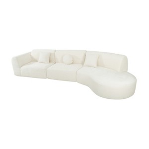 Maliang 140" Modern Curved Sectional Sofa with High-Density Fully Compressed Sponge, 3-Piece Set, Fully Assembled, Right Hand Facing - 1 of 4