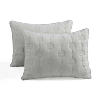 King Gray Cotton Reversible Hexagon Honeycomb Quilt Set