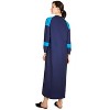 Memoi Women's 100% Cotton Ultra Soft Lace Up Long Sweatshirt Gown Medieval Blue M - 3 of 4