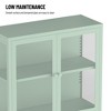Glass Display Cabinet with Doors, 4-Tier Adjustable Shelves and Feet Modern Bookshelf Cabinet Cold-Rolled Steel Storage Cabinet Green - 2 of 4