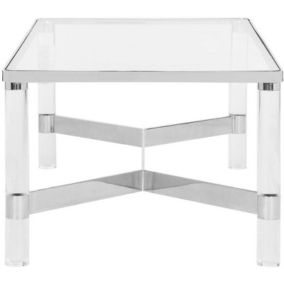 Transitional Suzanna 47'' Silver Acrylic Rectangular Coffee Table