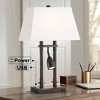 Possini Euro Design Bishop 26 1/2" Tall Modern Desk Lamp USB Port AC Power Outlet Brown Bronze Finish Metal Single Home Office Living Room Charging - 2 of 4