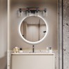 19" Rustic Vanity Light Industrial Bathroom Wall Sconce with Glass Shades and Wood Accent (No Bulbs) - 3 of 4