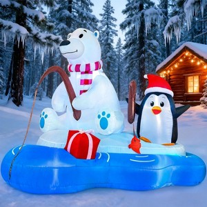 Joyfy 6 FT Christmas Inflatable Decoration, Polar Bear Fishing with Penguin Inflatables with Built-in LED for Xmas Party Indoor Outdoor Holiday Decor - 1 of 4
