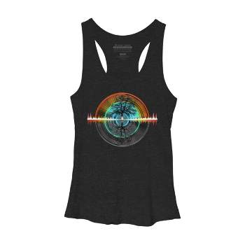 Women's Design By Humans Color Nature Sounds Night Oak Tree By Maryedenoa Racerback Tank Top