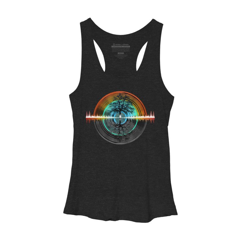 Women's Design By Humans Color Nature Sounds Night Oak Tree By Maryedenoa Racerback Tank Top, 1 of 3