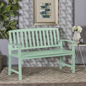 Coolbibila-Patio Benches With Back And Arm, Garden Benches Constructed From Durable Acacia Wood, Modern Garden Bench Outdoor - 1 of 4