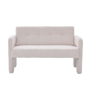 QingMoon Mini Loveseat Sofa, Chenille 2 Seat Couch, Modern Armchair, Cozy Compact Upholstered Sofa for Living Room, Apartment and Office - 1 of 4