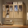 Bedroom Wooden Armoire Wardrobe Closet, Freestanding Large Wardrobe Armoire Cabinet with Glass Doors and 2 Drawers - 4 of 4
