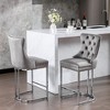 Lyngins Modern Velvet Counter Height Bar Stools Set of 2, Counter Stools with Button Back & Chrome Metal Base, Upholstered Kitchen Island Chair - 3 of 4