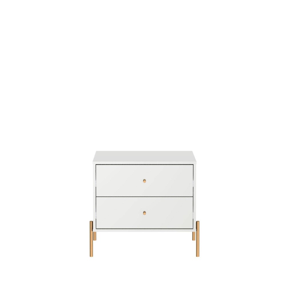 Photos - Storage Сabinet Jasper 2 Drawer Nightstand White - Manhattan Comfort