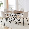 VYNXARIA Modern minimalist multifunctional lifting table,0.8-inch wood grain craft sticker desktop,4 faux leather upholstered dining chairs - 3 of 4