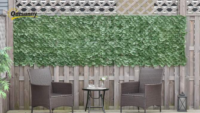 Outsunny 118" x 39" Artificial Ivy Privacy Fence, Wall Screen Faux Greenery, Leaves Decoration for Outdoor Garden, Backyard, Balcony, Patio, Green, 2 of 8, play video