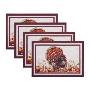 Autumn Heritage Turkey Engineered Placemats, Set of 4 - Multicolor - 13x19 - Elrene Home Fashions - 1 of 3